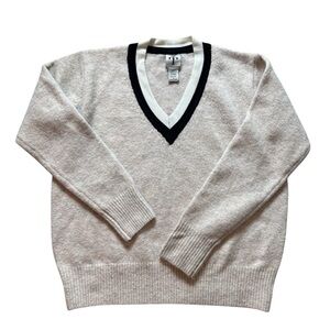 Rain & Rose varsity stripe v-neck Sweater with Textured Knit size Medium